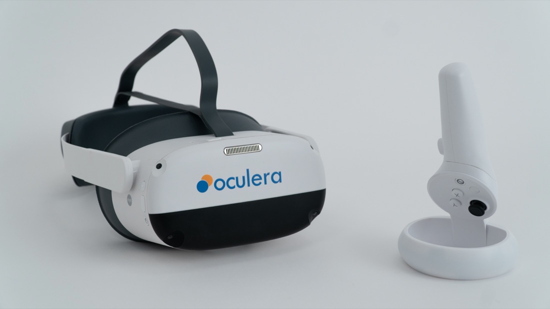 The portable Oculera headset and controller kit